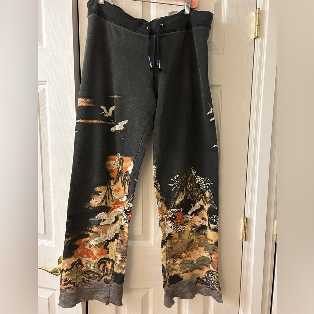 Paparazzi by Biz rare crane Scenic charcoal Wide-Leg Sweatpants L
